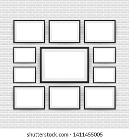 Black Picture Frame Isolated Background. Vector stock illustration.