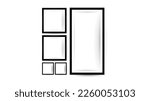 Black picture frame layout set , realistic vertical picture frame, picture frame mockup template isolated on white background. illustration Vector EPS 10