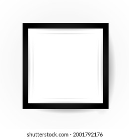 Black picture frame, realistic vertical picture frame, picture frame mockup template isolated on white background. illustration Vector EPS 10