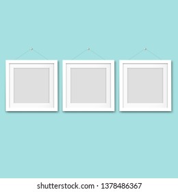 Black Picture Frame Set Mint Background With Gradient Mesh, Vector Illustration