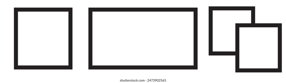 Black picture frame transparent vector