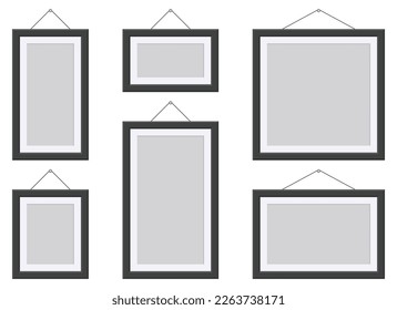 Black picture frame vector illustration isolated on white
