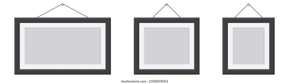 Ilustración vectorial de marco de imagen negro aislada en blanco