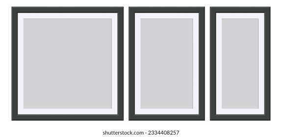 Ilustración vectorial de marco de imagen negro aislada en blanco