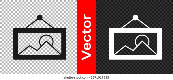 Black Picture icon isolated on transparent background.  Vector