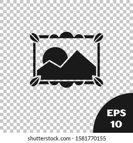 Black Picture landscape icon isolated on transparent background.  Vector Illustration