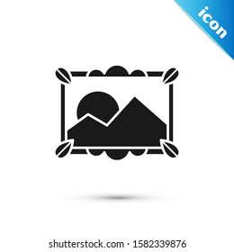 Black Picture landscape icon isolated on white background.  Vector Illustration
