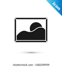 Black Picture landscape icon isolated on white background.  Vector Illustration