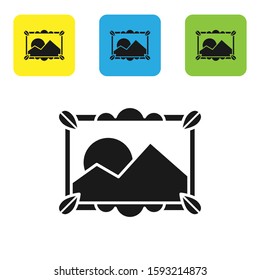 Black Picture landscape icon isolated on white background. Set icons colorful square buttons. Vector Illustration