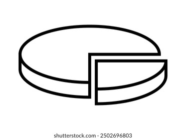 Black pie chart icon on white background