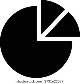 A black pie chart icon with three white divisions is centered on a white background. The chart is a simple, flat graphic representation.
