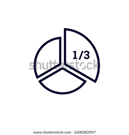 Black pie chart illustration with one third fraction clearly marked for easy understanding.