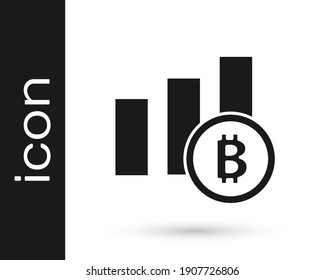 Black Pie chart infographic bitcoin icon isolated on white background. Diagram chart sign.  Vector