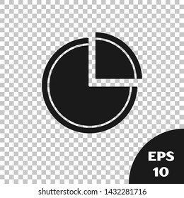 Black Pie chart infographic icon isolated on transparent background. Diagram chart sign.  Vector Illustration