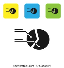 Black Pie chart infographic icon isolated on white background. Diagram chart sign.  Set icons colorful square buttons. Vector Illustration