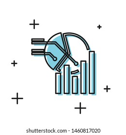 Black Pie chart infographic icon isolated on white background. Diagram chart sign.   Vector Illustration
