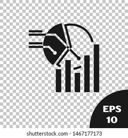 Black Pie chart infographic icon isolated on transparent background. Diagram chart sign.   Vector Illustration
