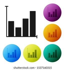 Black Pie chart infographic icon isolated on white background. Diagram chart sign. Set icons colorful circle buttons. Vector Illustration