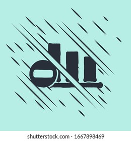 Black Pie chart infographic icon isolated on green background. Diagram chart sign. Glitch style. Vector Illustration