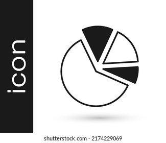 Black Pie chart infographic icon isolated on white background. Diagram chart sign.  Vector