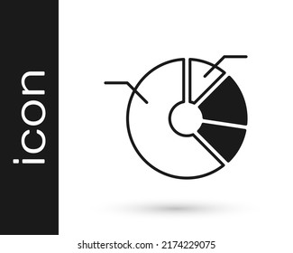 Icono de la infografía de la gráfica de color negro aislado en fondo blanco. Signo de diagrama de diagrama.  Vector