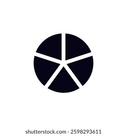 A black pie chart symbol divided into six equal segments arranged in a circular pattern.