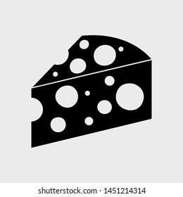 Black piece cheese icon. Vector illustration