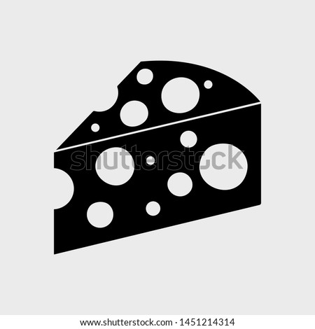 Black piece cheese icon. Vector illustration