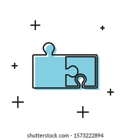 Black Piece of puzzle icon isolated on white background. Modern flat, business, marketing, finance, internet concept.  Vector Illustration