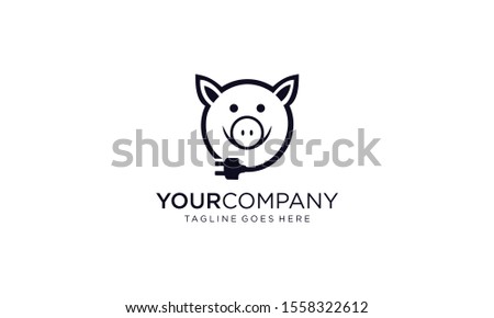 Black pig cable logo design