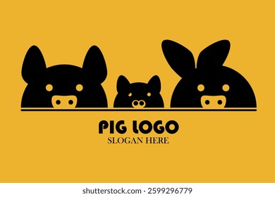 Black Pig head logo collection. animal logo. Icon design