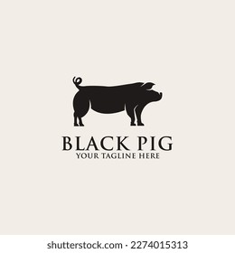 Black pig logo design vector images