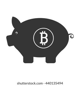 black pig money box with bitcoin signal and circle over isolated background,vector illustration