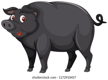 A black pig on white background illustration