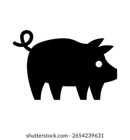 Black pig silhouette symbol isolated on white