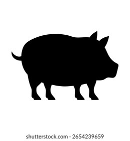 Black pig silhouette symbol isolated on white