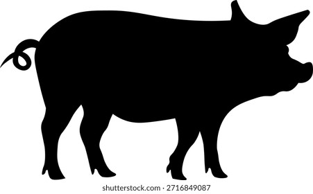 Vector negro de la silueta del cerdo aislado en el animal de granja transparente del fondo
