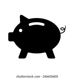 black piggy bank isolated on white background. concept of banking, deposit, richness and saving money. logo design modern vector illustration