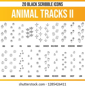 Black Piktoramme / icons on traces of animals. This icon set is perfect for creative people and designers who need the theme traces of animals in their graphic designs.
