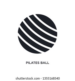 black pilates ball isolated vector icon. simple element illustration from gym and fitness concept vector icons. pilates ball editable logo symbol design on white background. can be use for web and