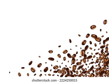 Black Pile Abstract Vector White Background. Graphic EspressoCoffee Illustration. Dark Sketch Robusta Template. Drawn Arabic Banner.