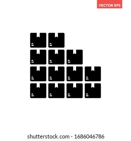 Black pile of cardboard boxes icon. Simple moving parcel delivery concept flat design illustration, pictogram vector for app ads web banner button ui ux interface elements isolated on white background