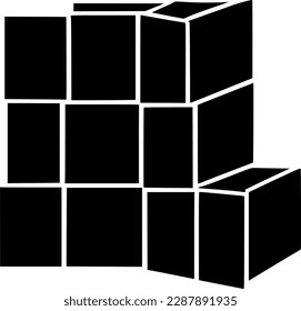black pile of stack sealed good cardboard box icon, generic concept flat design illustration, pictogram vector for app ad web banner button ui ux interface elements isolate on white background
