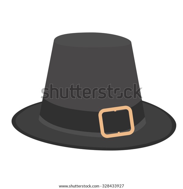 Black pilgrim hat with buckle vector illustration.\
Thanskgiving holiday\
symbol