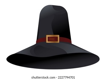 Black pilgrim hat, costume element for Thanksgiving holiday