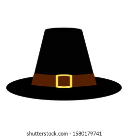 Black pilgrim hat. Traditional hat - Vector illustration design