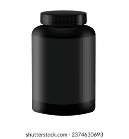 Burla de la botella de la píldora negra aislada en fondo blanco, ilustración vectorial