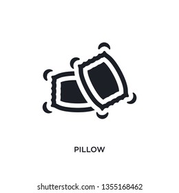 black pillow isolated vector icon. simple element illustration from hotel and restaurant concept vector icons. pillow editable logo symbol design on white background. can be use for web and mobile