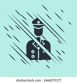 Black Pilot icon isolated on green background. Glitch style. Vector Illustration