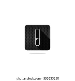 Black Pin Hole Beaker or Flask Icon with Long Shadow
